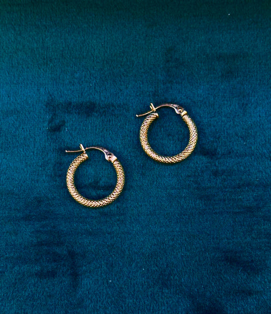 Orecchini Cerchio Diamantati Oro Giallo 18 carati 1 cm