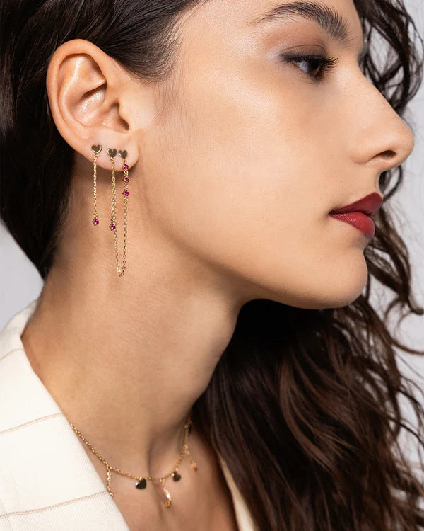 RUE DES MILLE Orecchini cuore catenella line e punto luce Collezione ESSENCE ORZ-024M4CUOAU