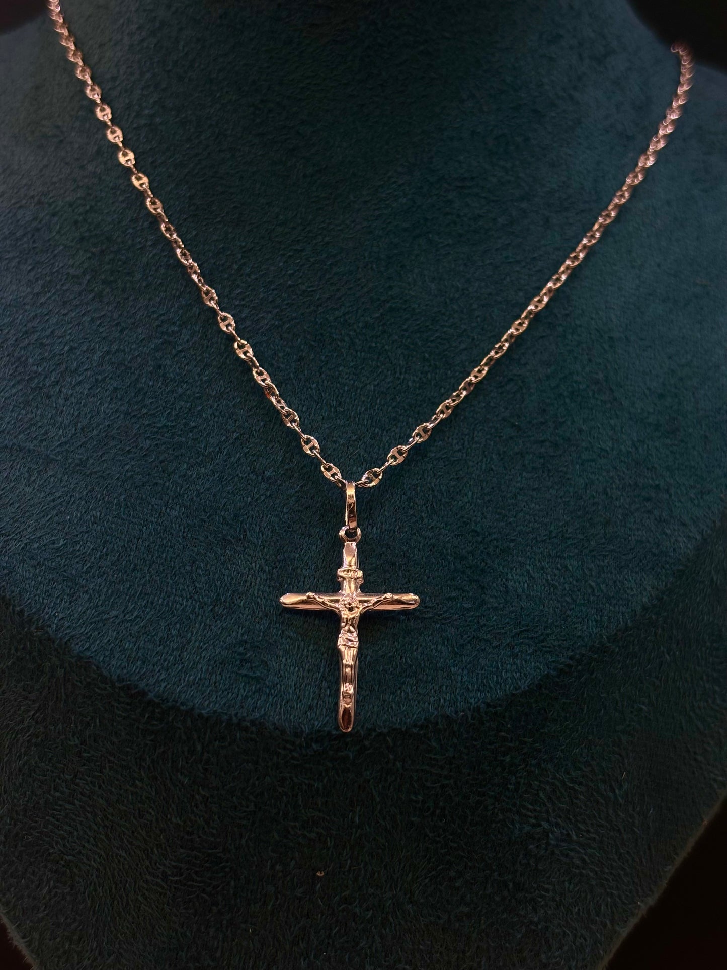 Collana Crocifisso Oro Bianco 18 Carati