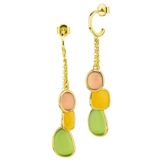 Orecchini placcati oro giallo con cristalli miele, giallo e verde tormalina XOR743D