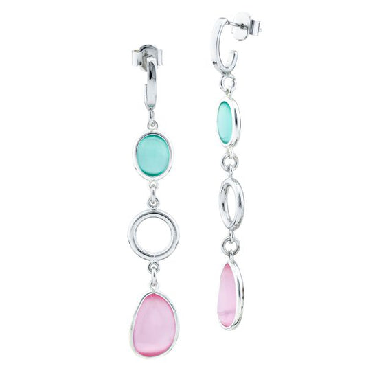 Orecchini a cerchio con cristalli acquamarina e rosa XOR730R
