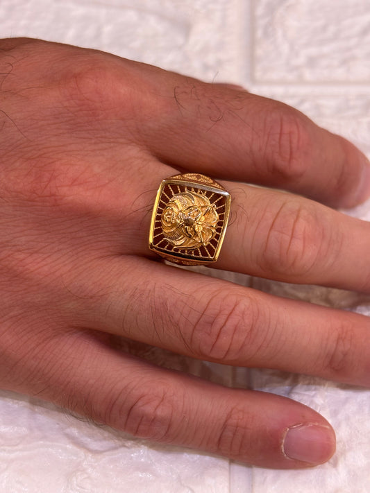 Anello Uomo Leone Oro Giallo 18 Carati