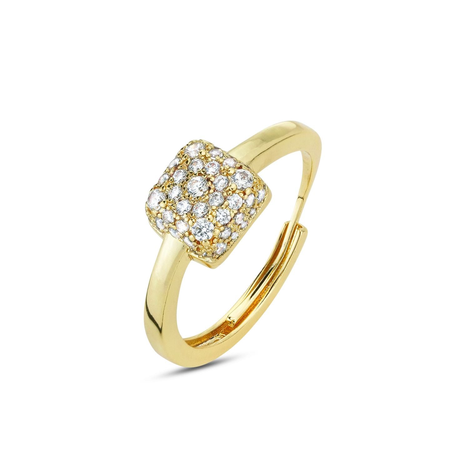 Anello placcato oro giallo con centrale quadrato di zirconi XAN221D