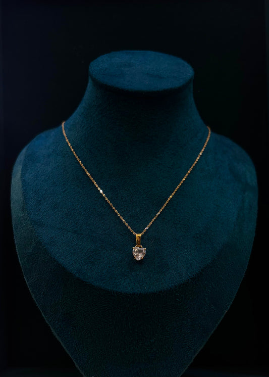 Collana Donna Oro giallo 18 carati punto luce cuore