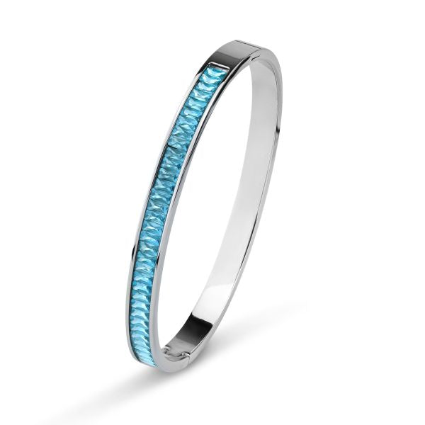 Bracciale in acciaio rigido con centrale di cristalli taglio baguette