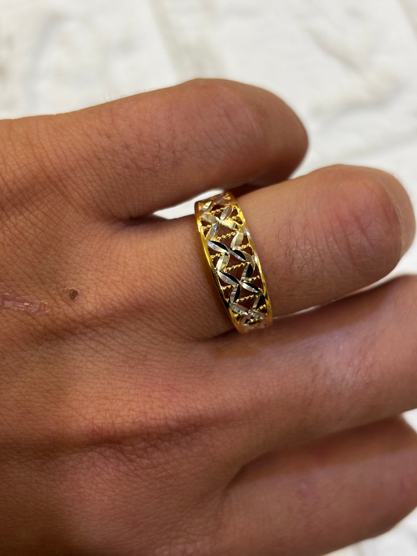 Anello Fascia filigrana Oro giallo 18 Carati
