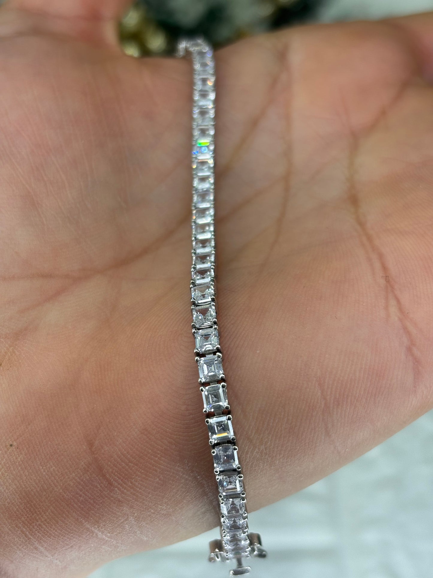 Bracciale Tennis uomo pietre quadrate