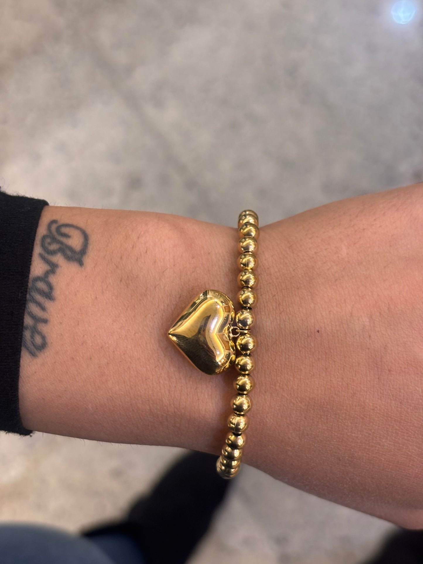 Bracciale Palline e Cuore Pendente