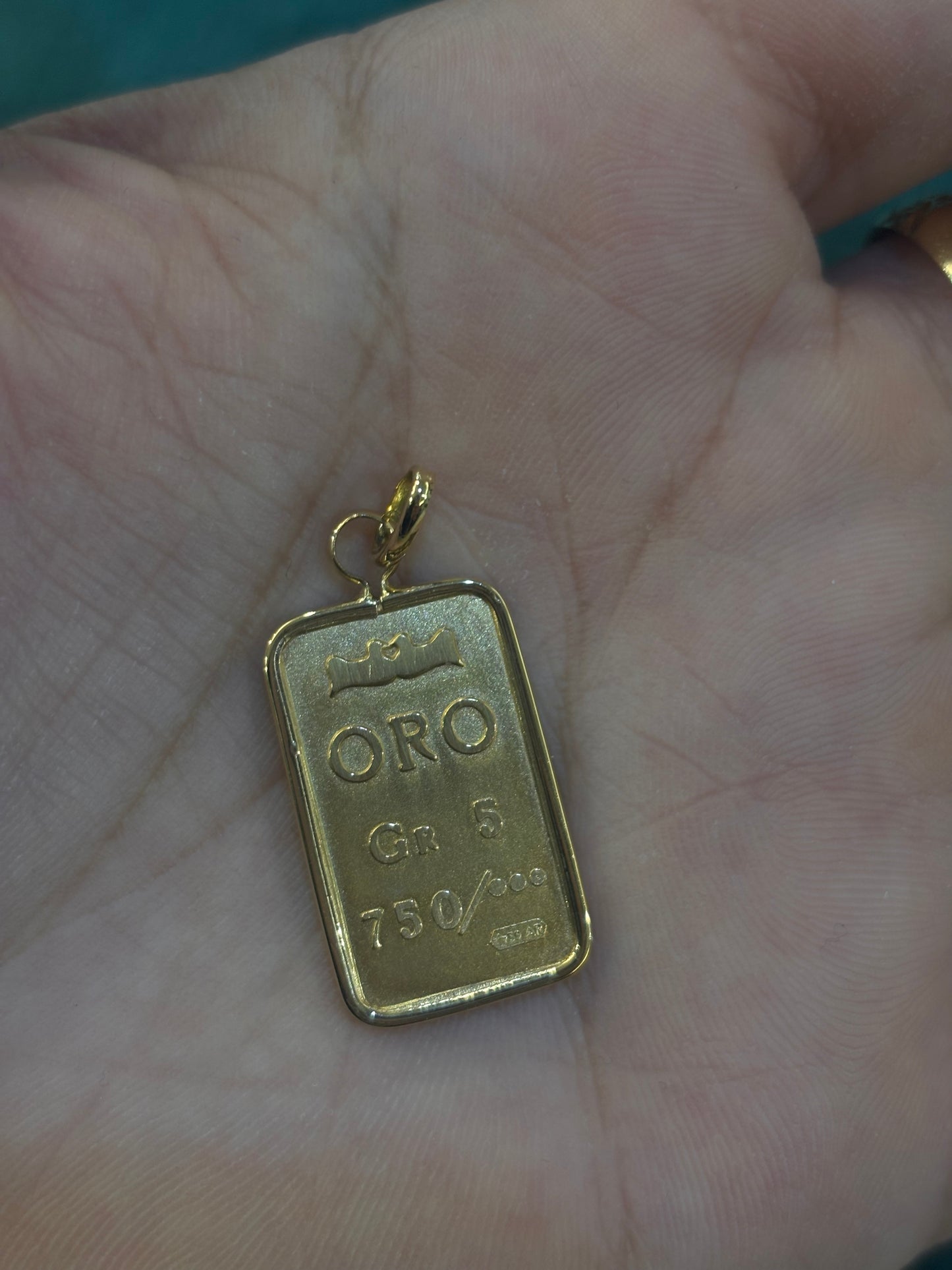 Ciondolo Lingotto Oro 18 Carati 5,90 g