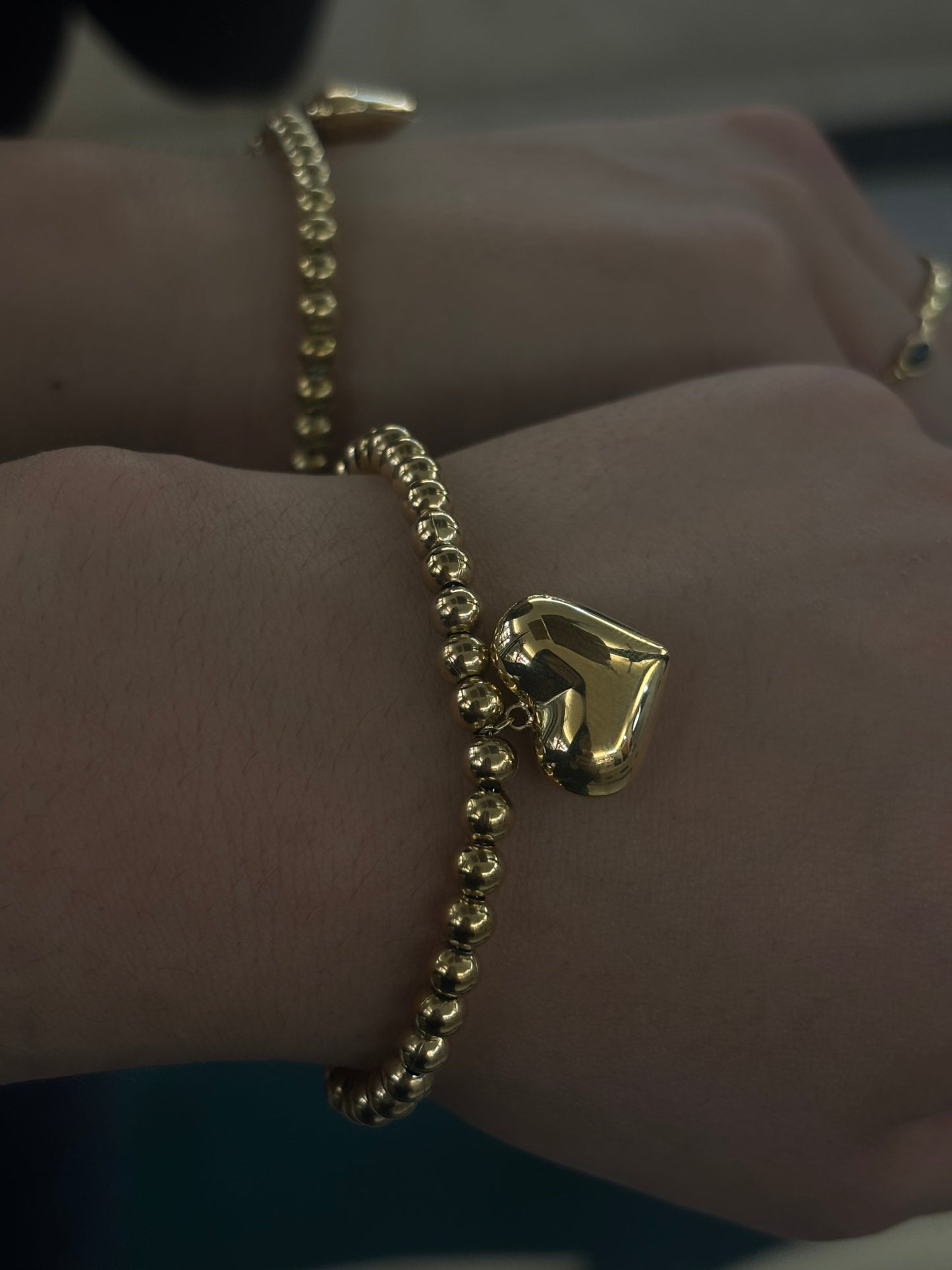 Bracciale Palline e Cuore Pendente
