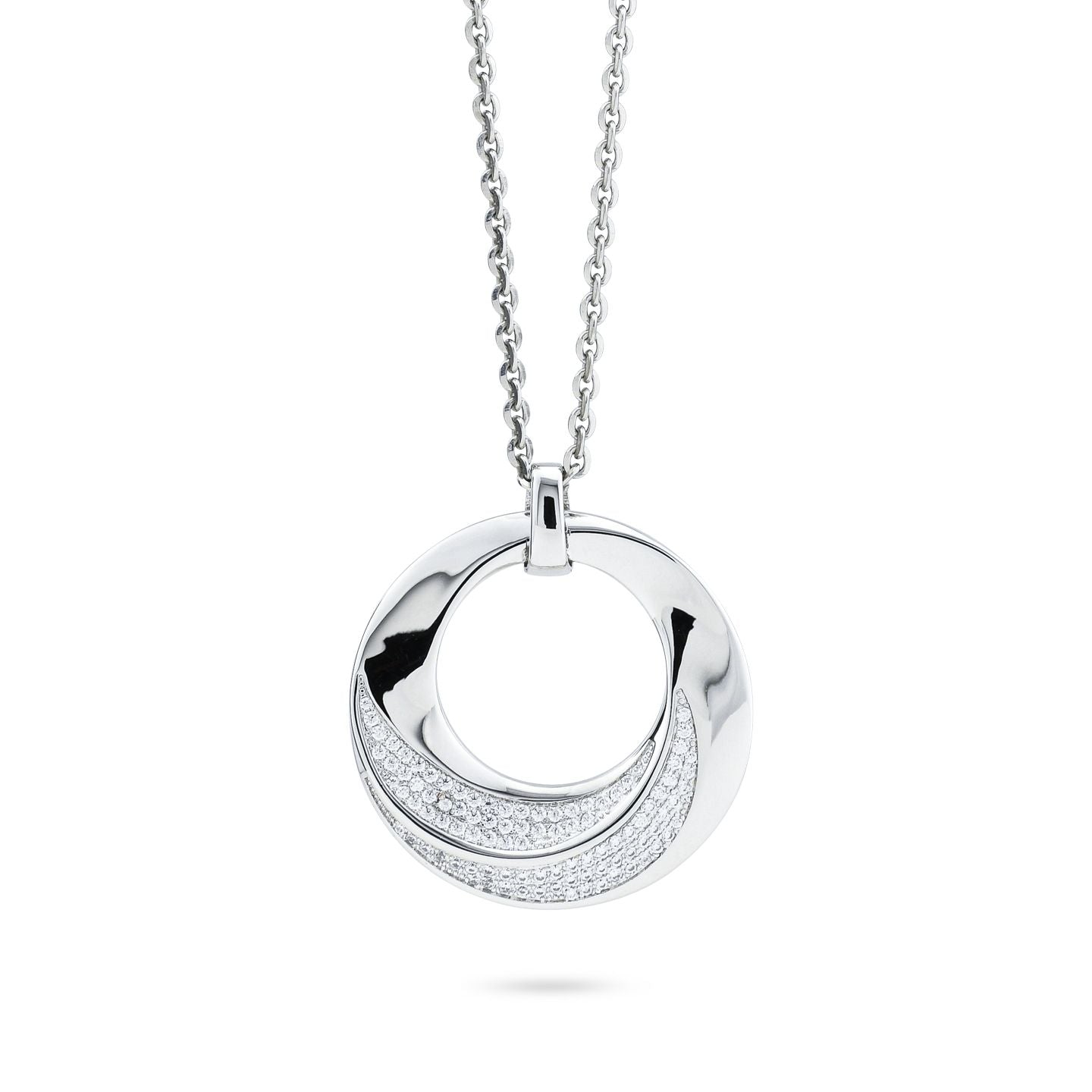 Collana con pendente circolare con superficie in zirconi KGR042D KGR042