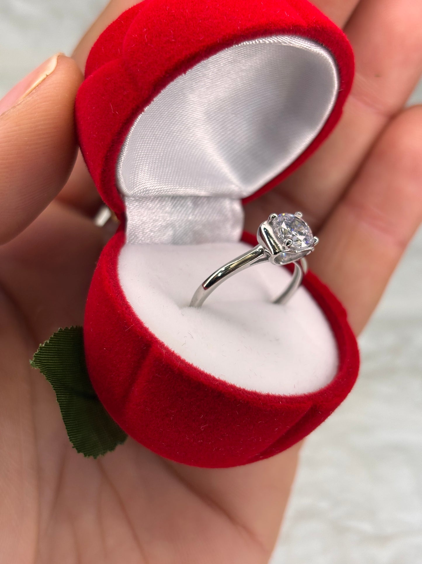 Anello solitario Cuore argento 925