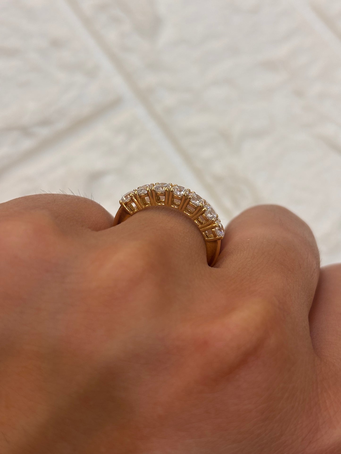 Anello Veretta 7 Pietre Oro Giallo 18 Carati