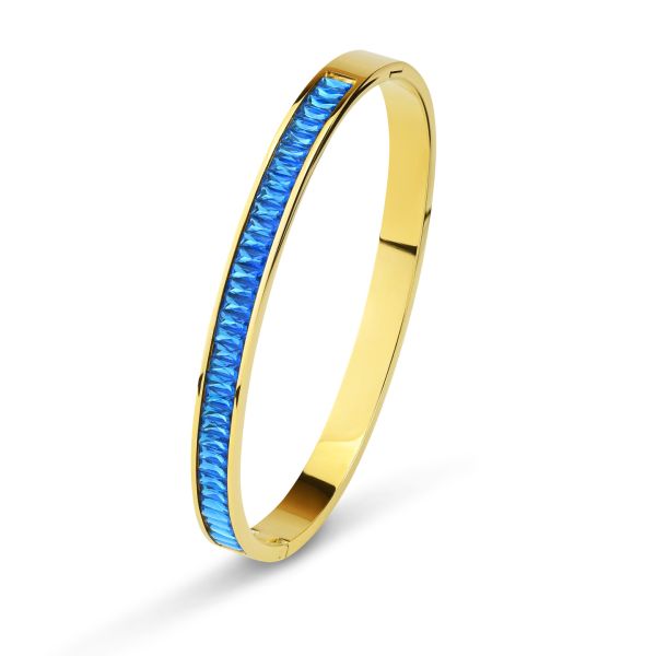 Bracciale in acciaio rigido con centrale di cristalli taglio baguette