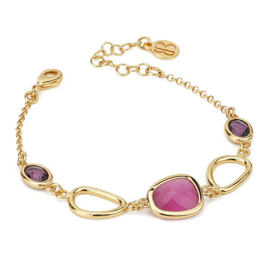 Bracciale placcato oro giallo con cristalli rosa e ametista XB1041DR