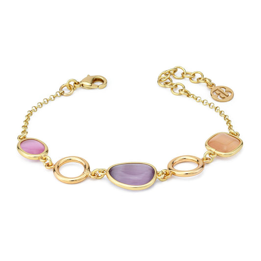 Bracciale placcato oro giallo con cristalli multicolor e moduli circolari XB1016DP