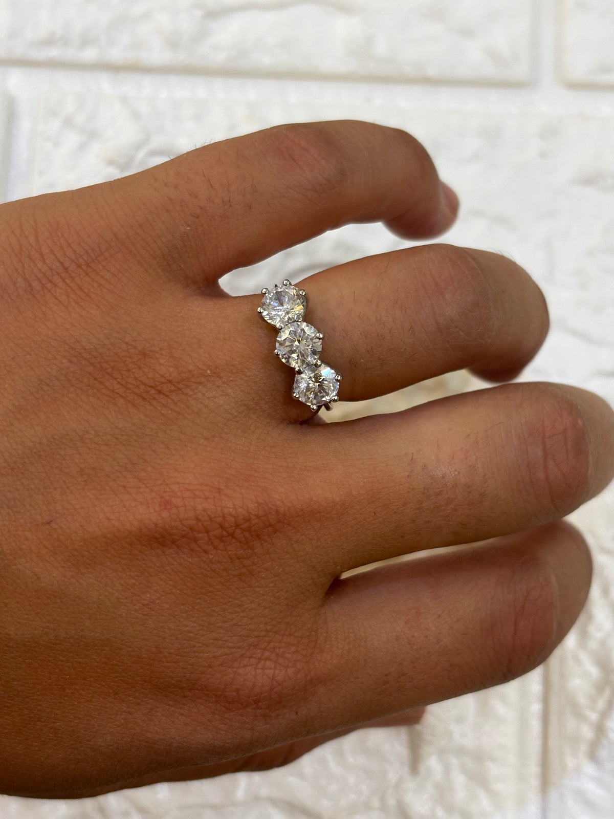 Anello Trilogy Oro Bianco 18 carati e zirconi