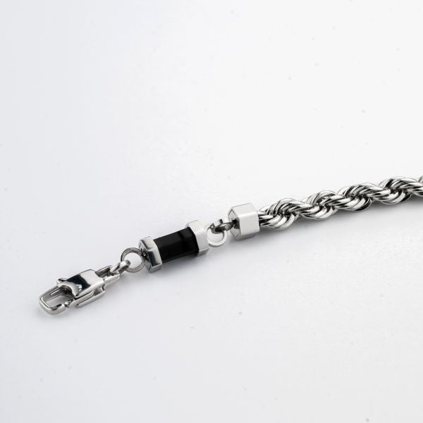 Bracciale Boccadamo uomo ABR802  a maglia marina doppia con inserto in Pvd nero