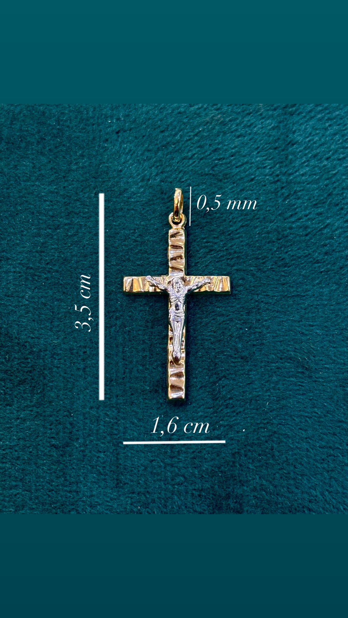 Ciondolo Croce con Cristo Oro Giallo e Bianco 18 Carati