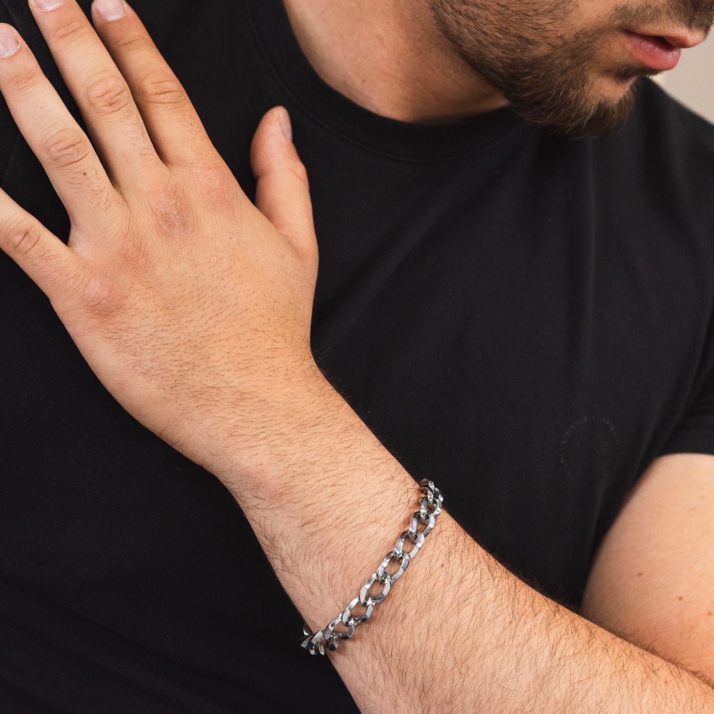 Bracciale uomo con maglia grumetta ad elica ABR742
