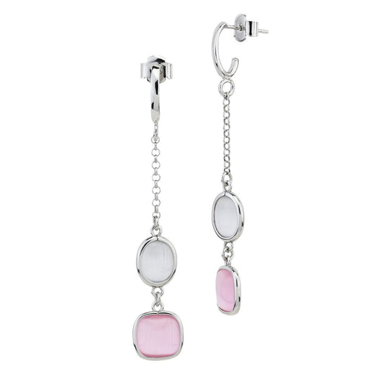 Orecchini con cristalli pendenti multiforme white e rosa XOR742