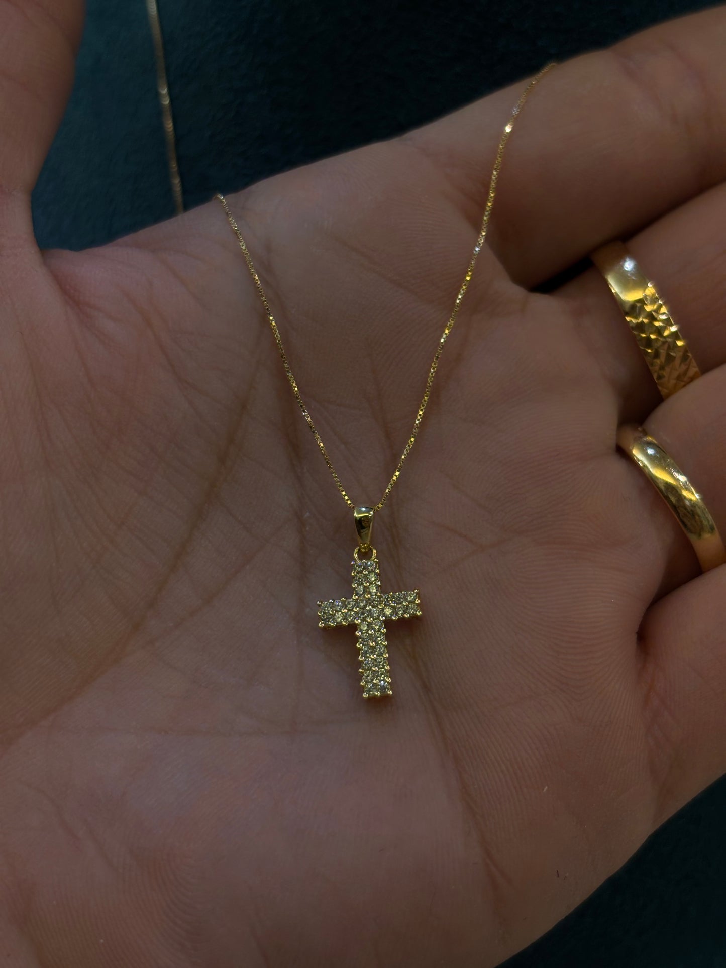 Collana Croce con Zirconi Oro 18 Carati