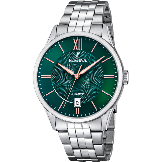 OROLOGIO FESTINA F20425/7 VERDE CON CINTURINO IN ACCIAIO, UOMO