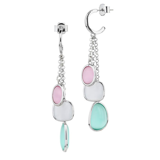 Orecchini con cristalli pendenti rosa baby, white e verde tormalina XOR743