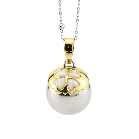 Collana Chiama Angeli con coppetta placcata oro giallo e quadrifoglio smaltato TR/GR35