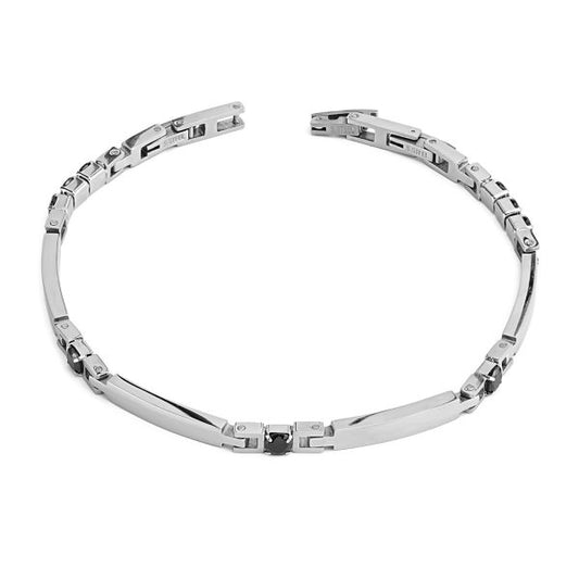 Bracciale Boccadamo uomo ABR732 con fasce rigide e inserti neri