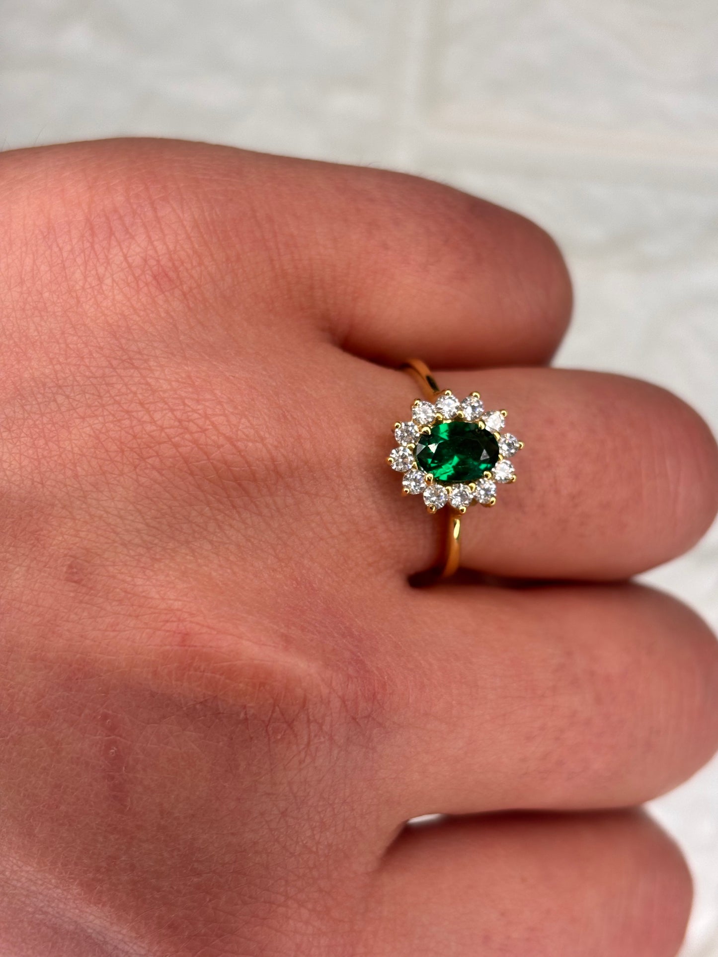 Anello Kate Oro Giallo 18 Carati pietra color Smeraldo