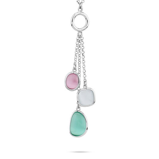 Collana con pendente di cristalli rosa baby, white e verde tormalina XGR728