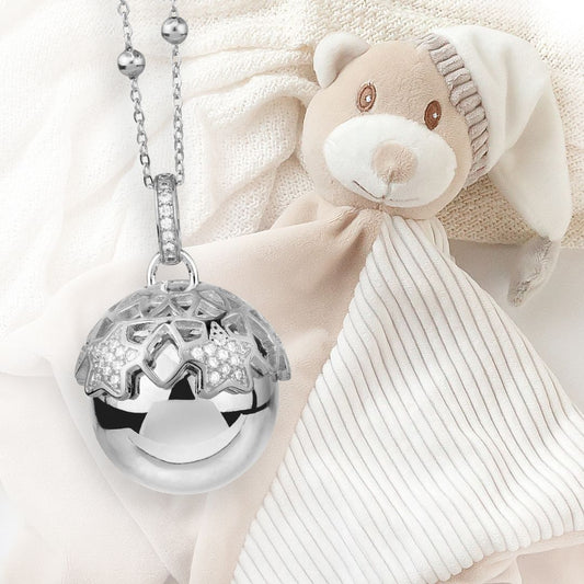 TR_GR41K TR_GR38K Cofanetto Angelomio Dudù composto da collana con ciondolo sonoro, coppetta rodiata di stelle e peluche