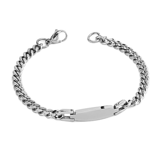 Bracciale uomo con maglia grumetta e placca ovale ABR740