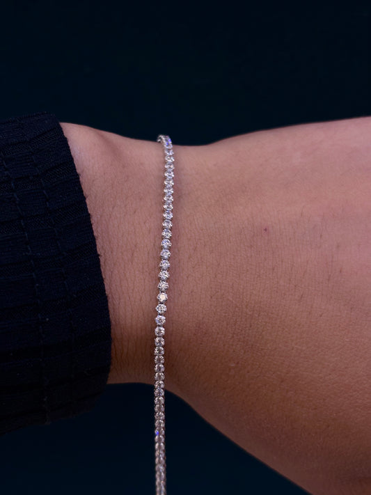Bracciale Tennis Oro Bianco 18 Carati 2mm