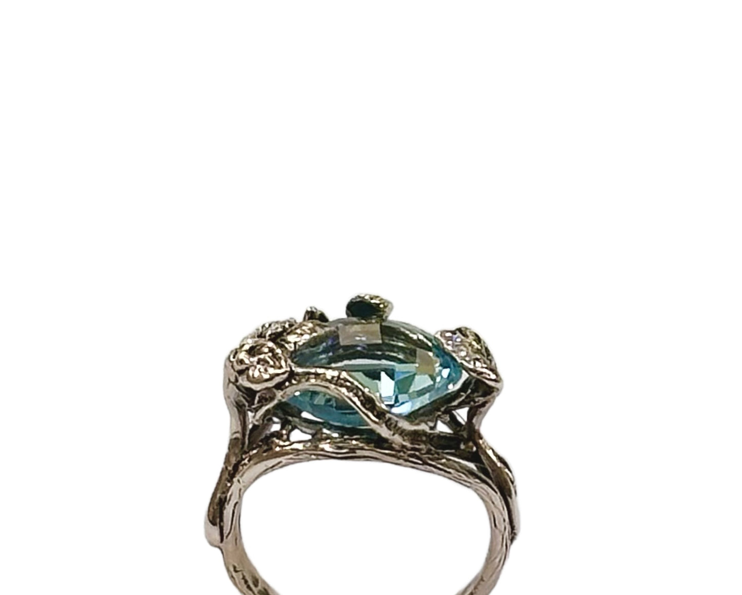 Anello Argento Con Cristallo Color Acquamarina