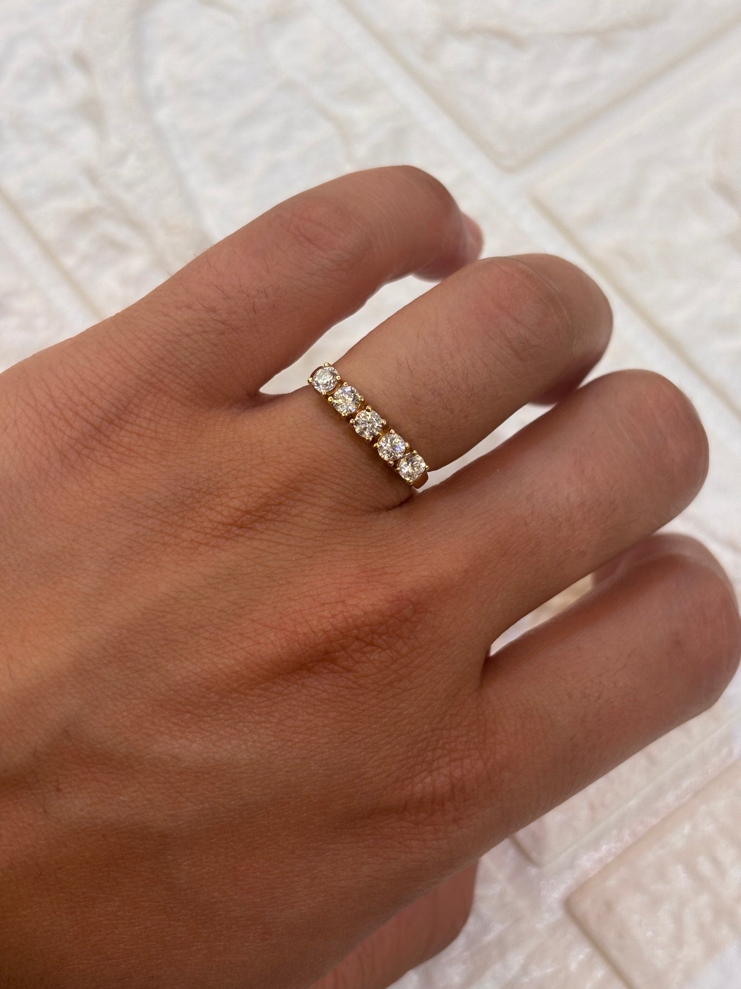 Anello Veretta 5 Pietre Oro Giallo 18 Carati