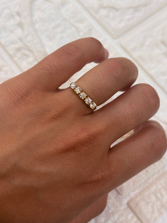 Anello Veretta 5 Pietre Oro Giallo 18 Carati