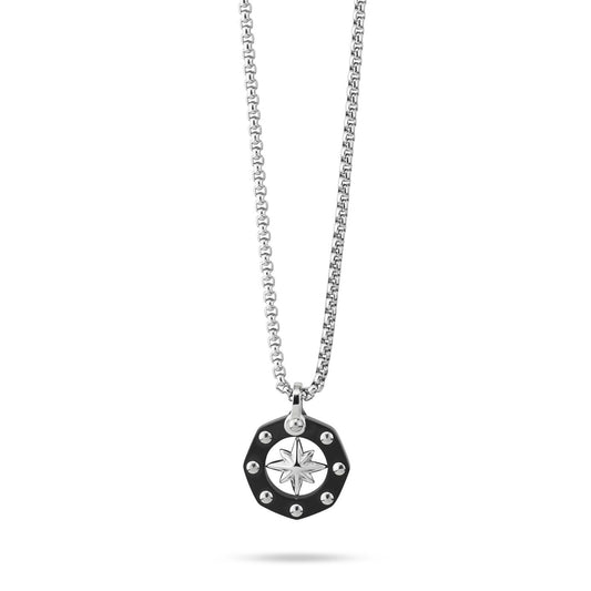 Collana uomo con rosa dei venti nera AGR256N