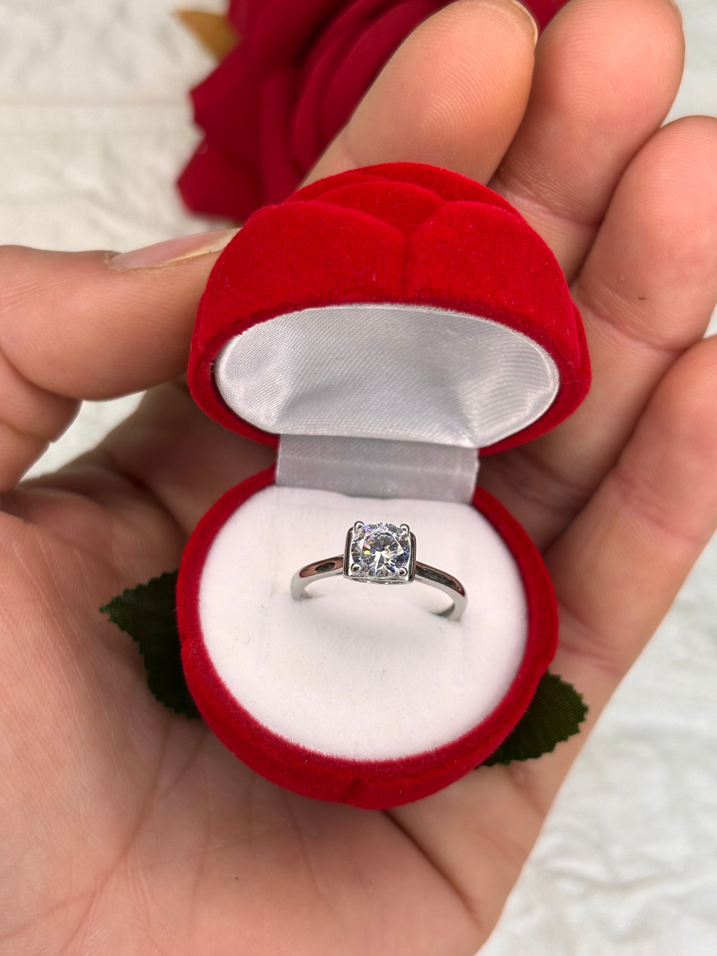 Anello solitario Cuore argento 925