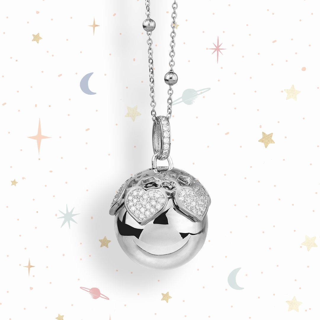 TR_GR37K Cofanetto Angelomio Dudù composto da collana con ciondolo sonoro, coppetta rodiata di cuori e peluche