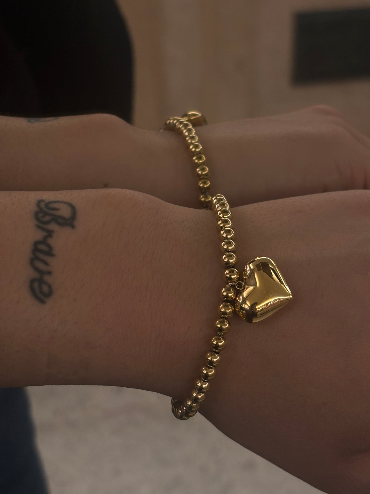 Bracciale Palline e Cuore Pendente