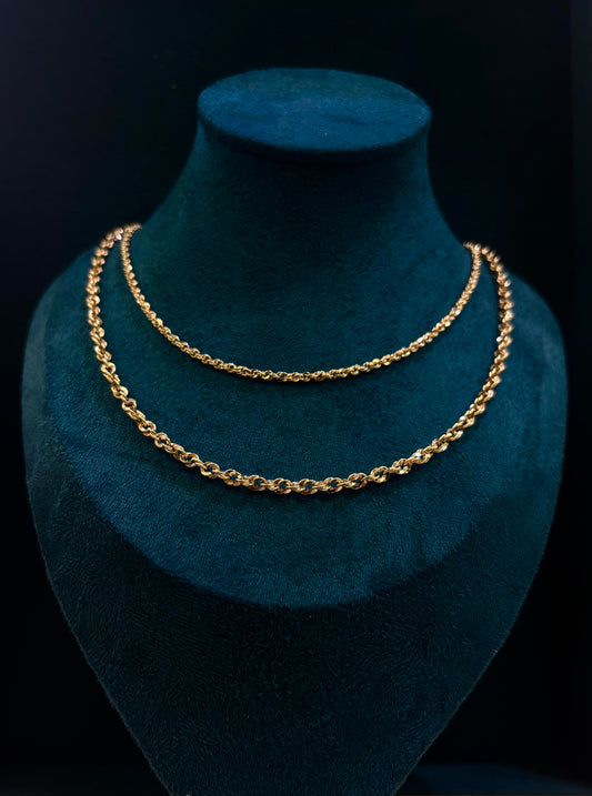 Collana Oro 18 Carati Corda Diamantata