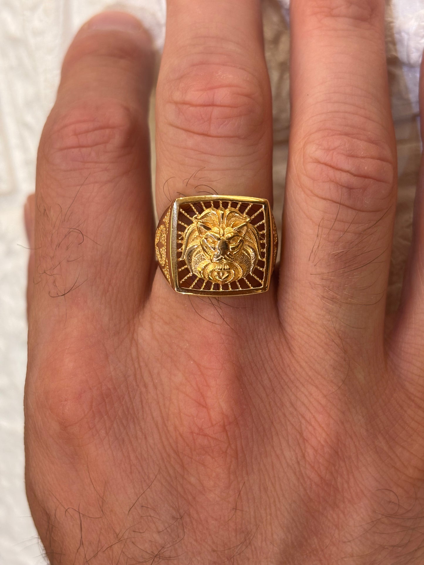 Anello Uomo Leone Oro Giallo 18 Carati