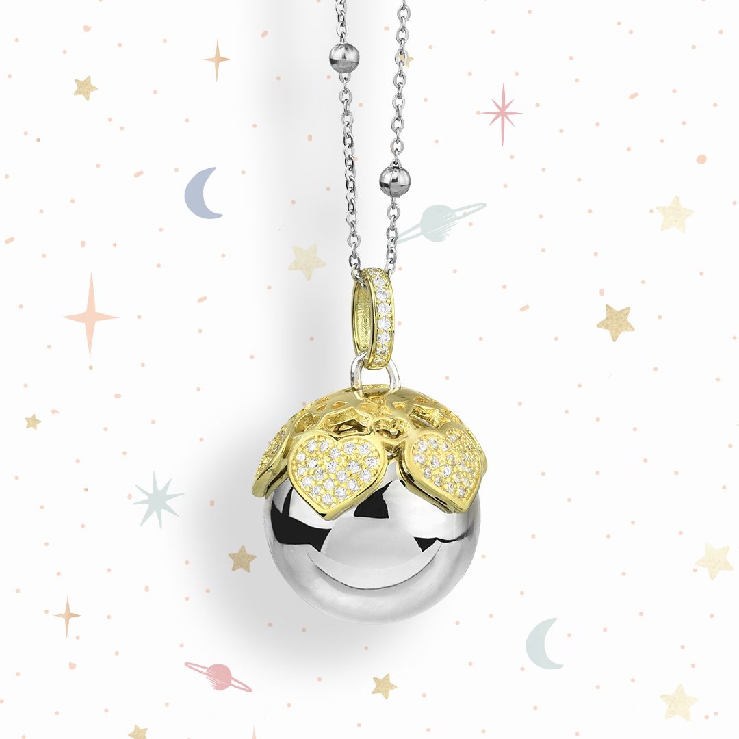 TR_GR37K Cofanetto Angelomio Dudù composto da collana con ciondolo sonoro, coppetta rodiata di cuori e peluche
