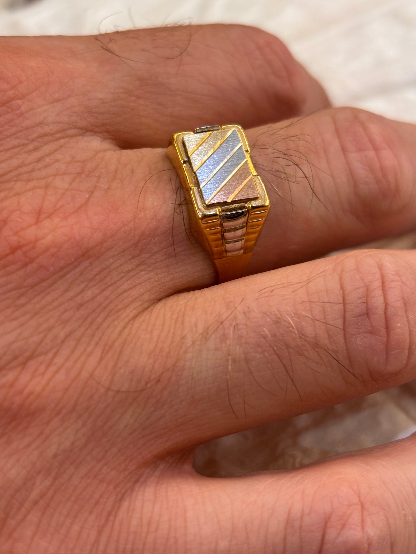 Anello Uomo tre colori Oro 18 Carati