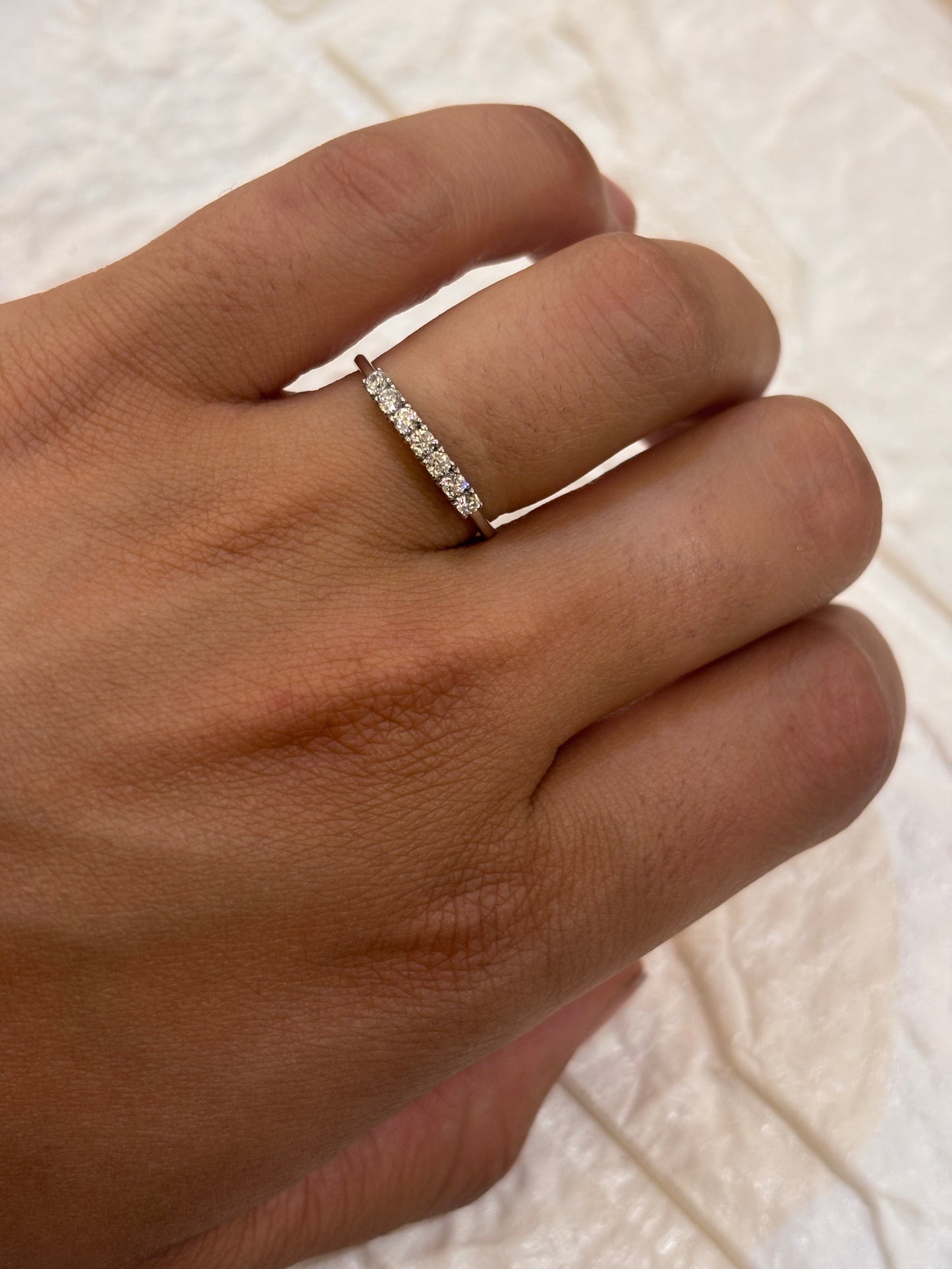Anello Veretta 7 Pietre Oro Bianco 18 Carati