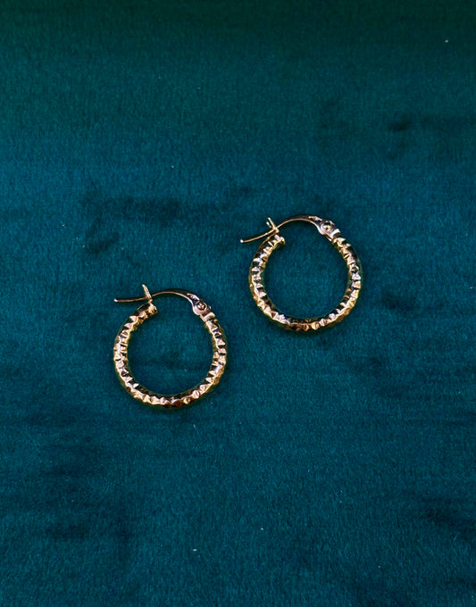 Orecchino Cerchio Diamantato Oro Giallo 18 Carati 1 cm