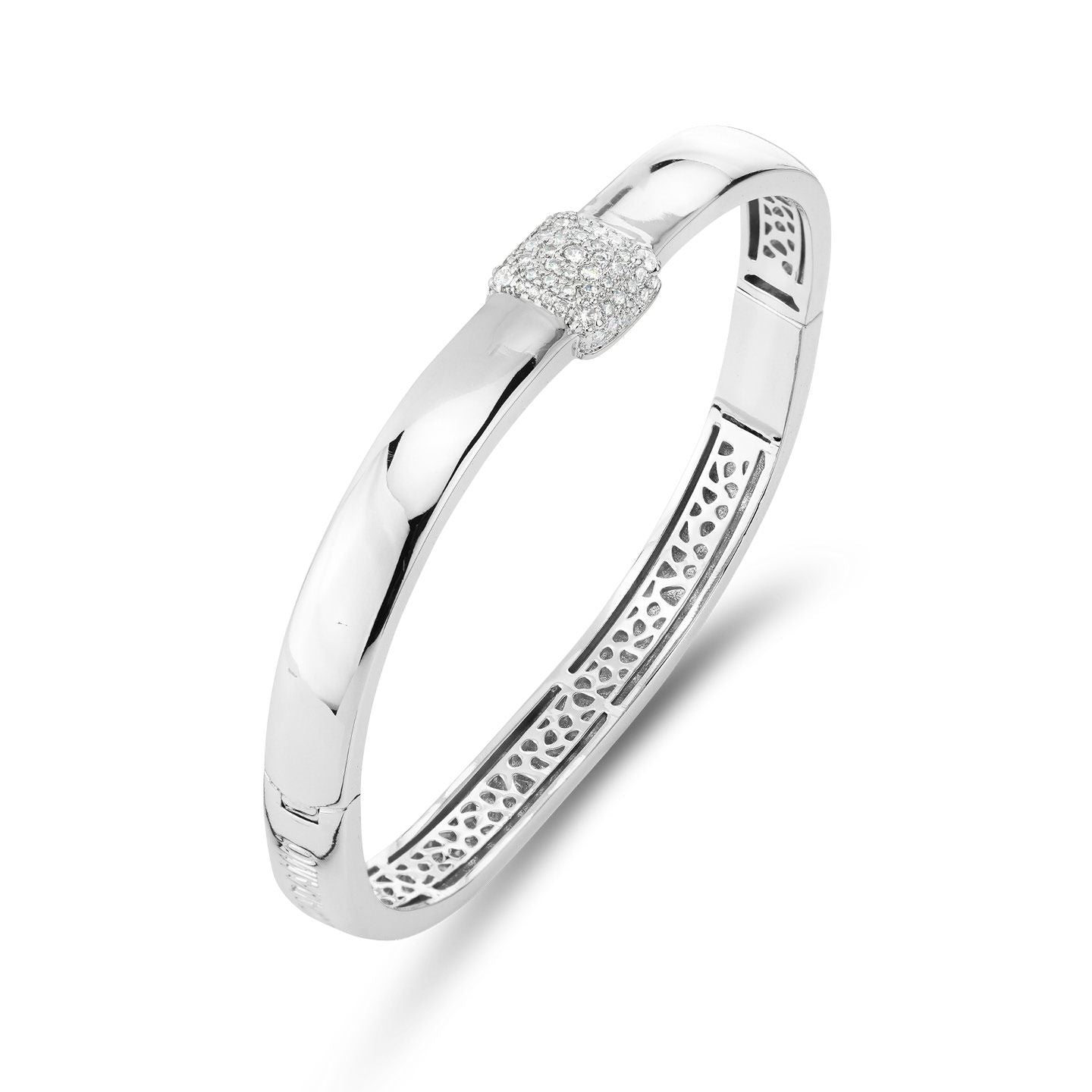 Bracciale rigido con centrale quadrato di zirconi XB1046