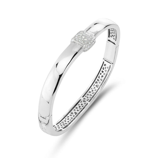 Bracciale rigido con centrale quadrato di zirconi XB1046